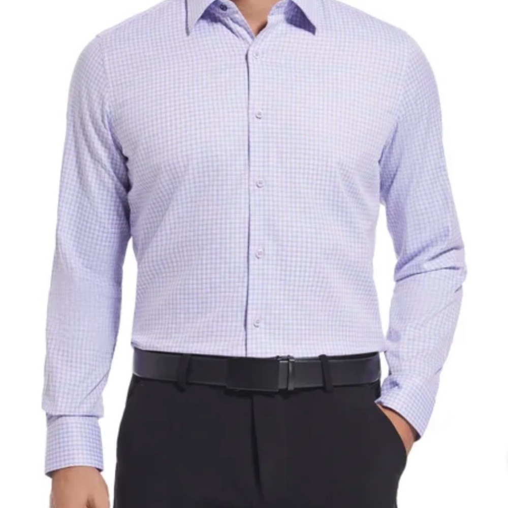 Duchamp Lavender Checkered Dress Shirt